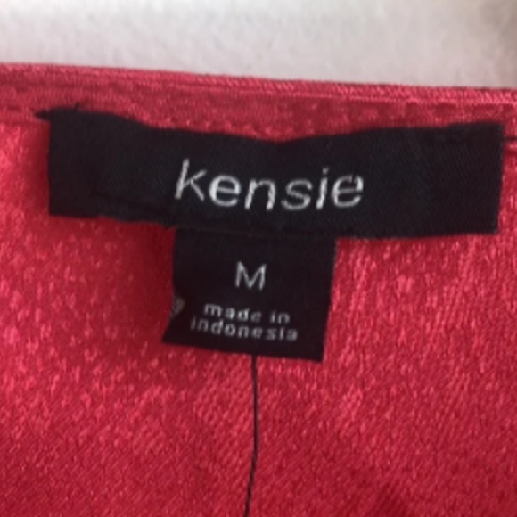 Kensie Wrap Belted Shiny Blouse - Picture 2 of 9